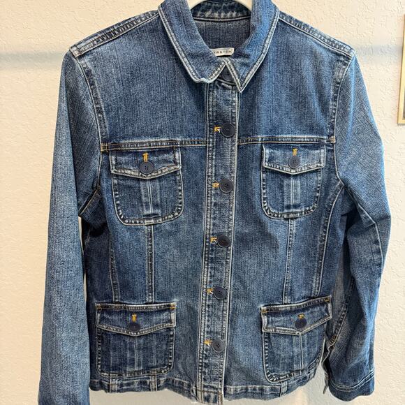 Women's Jones New York Sport Denim Blue Jean Button Front Jacket Size Large - Picture 2 of 9